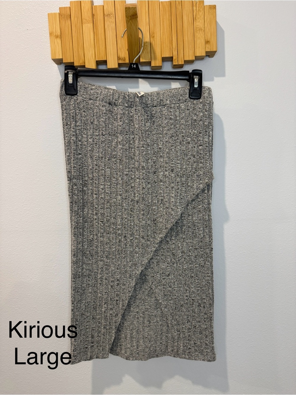 Kirious Gray Ribbed Wrap Pencil Skirt
